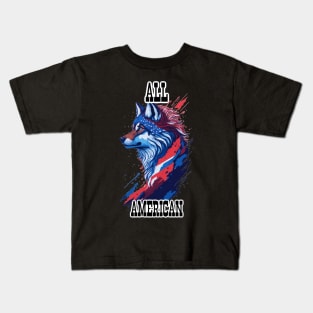 All American Patriotic 4th of July Wolf Kids T-Shirt